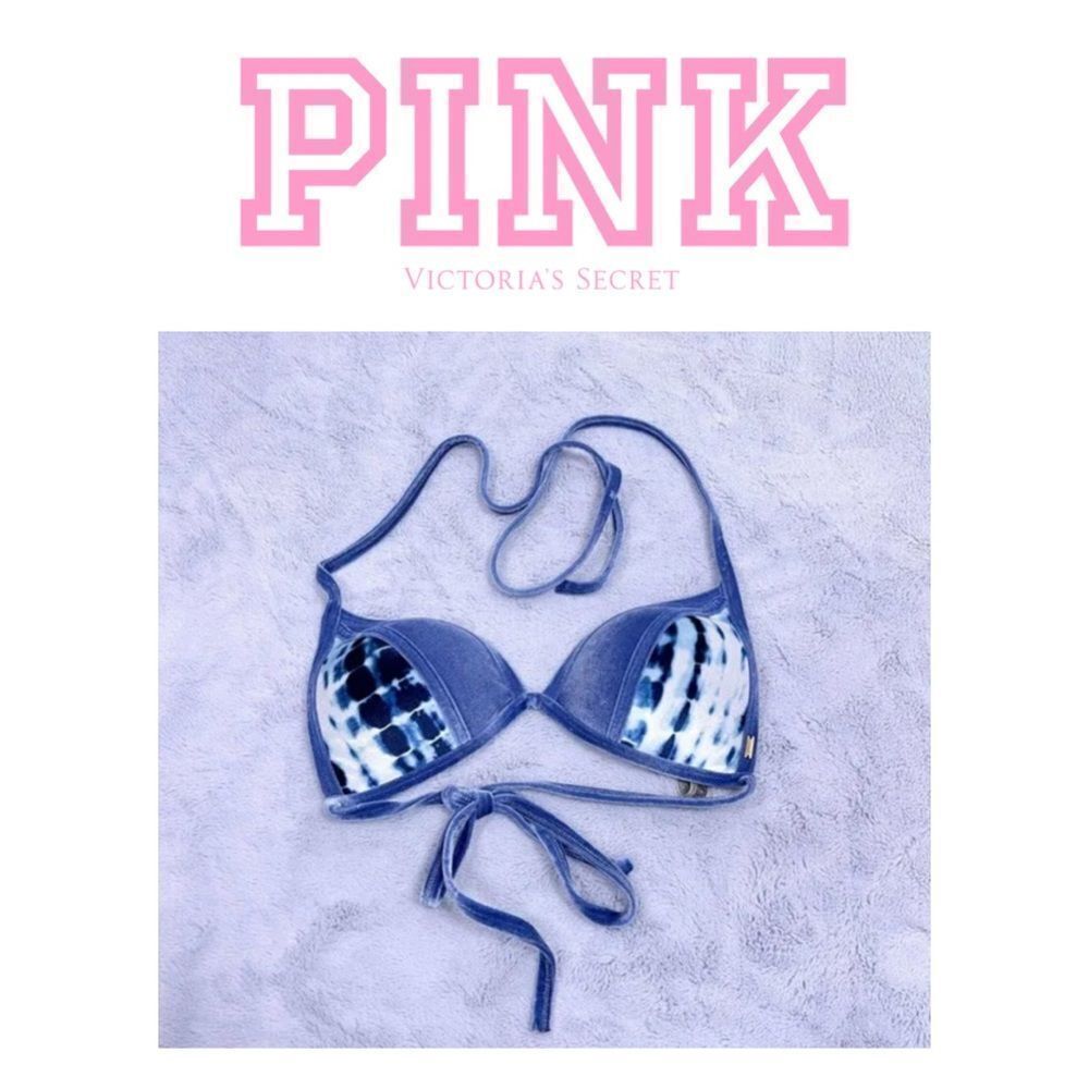PINK Victoria’s Secret Swim Crushed Velvet‎ Shibori Strappy Bikini Top - Size M